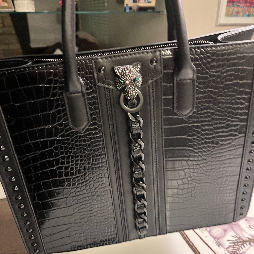 Aldo shoes black embellished hard side tote
